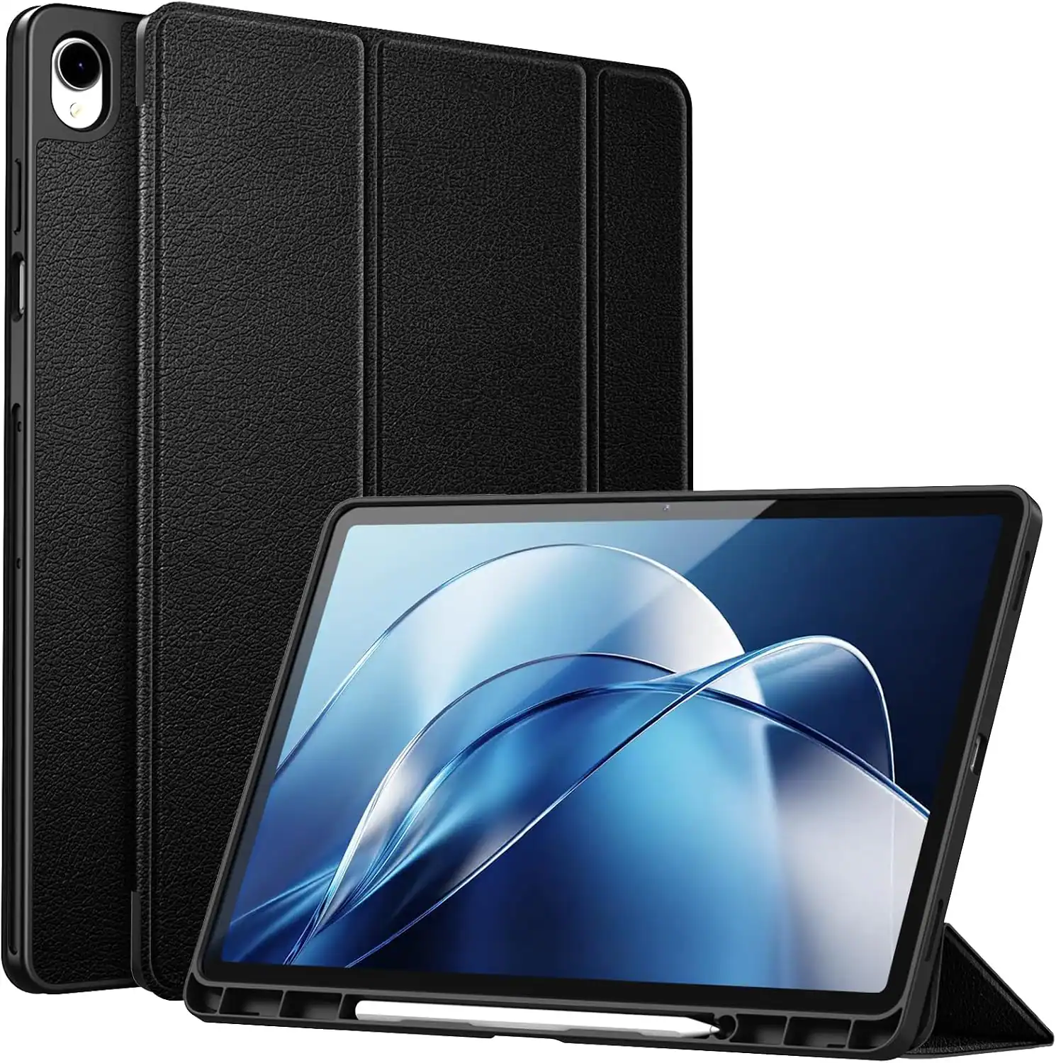 Front. Fintie - Slim Case for Samsung Galaxy Tab S12+ 12.6" 2026, Viewing & Typing Angles Stand Soft TPU Back Cover with S Pen Holder - Black.