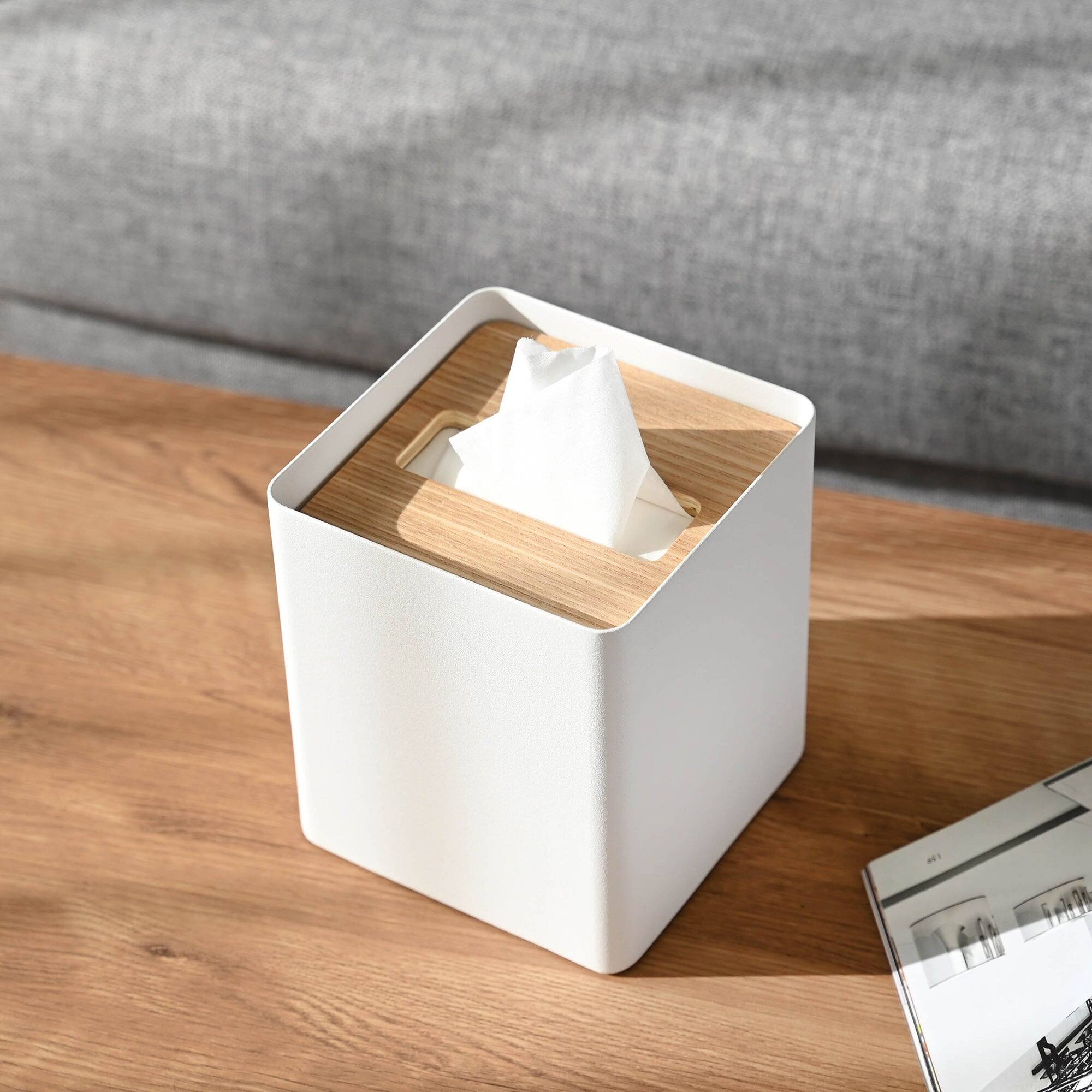 Alt View 6. Yamazaki Home - Tissue Box Cover - Square - Steel - Black, White.