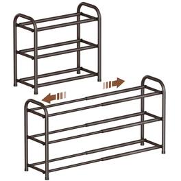 Dazzed Corner - 3-Tier Expandable Shoe Rack,Adjustable Heavy Duty Metal Free Standing Shoe Rack - Bronze
