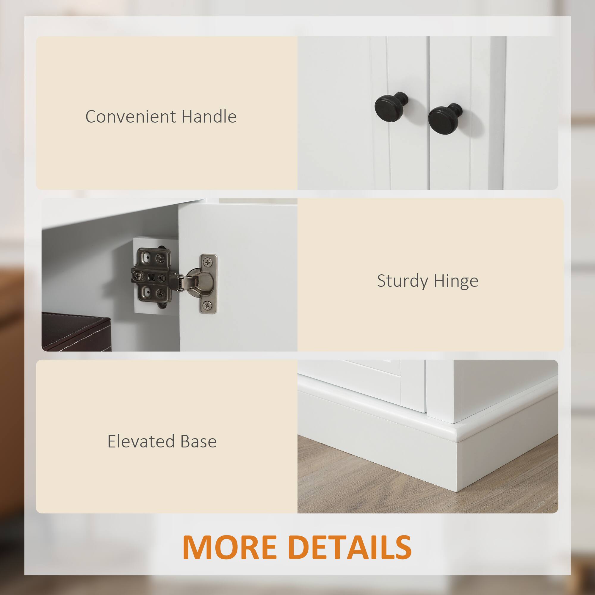 Convenient Handle, Sturdy Hinge, Elevated Base, MORE DETAILS