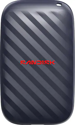 Front. SANDISK - 1TB Portable Drive - Up to 600MB/s Read Speeds, 4x Faster than HDD, Durable, Up to 2M Drop Protection, USB Type-C - Black.