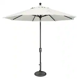 Mondawe - 9' Octagon Patio Umbrella Push Button Tilt Black Frame - Natural