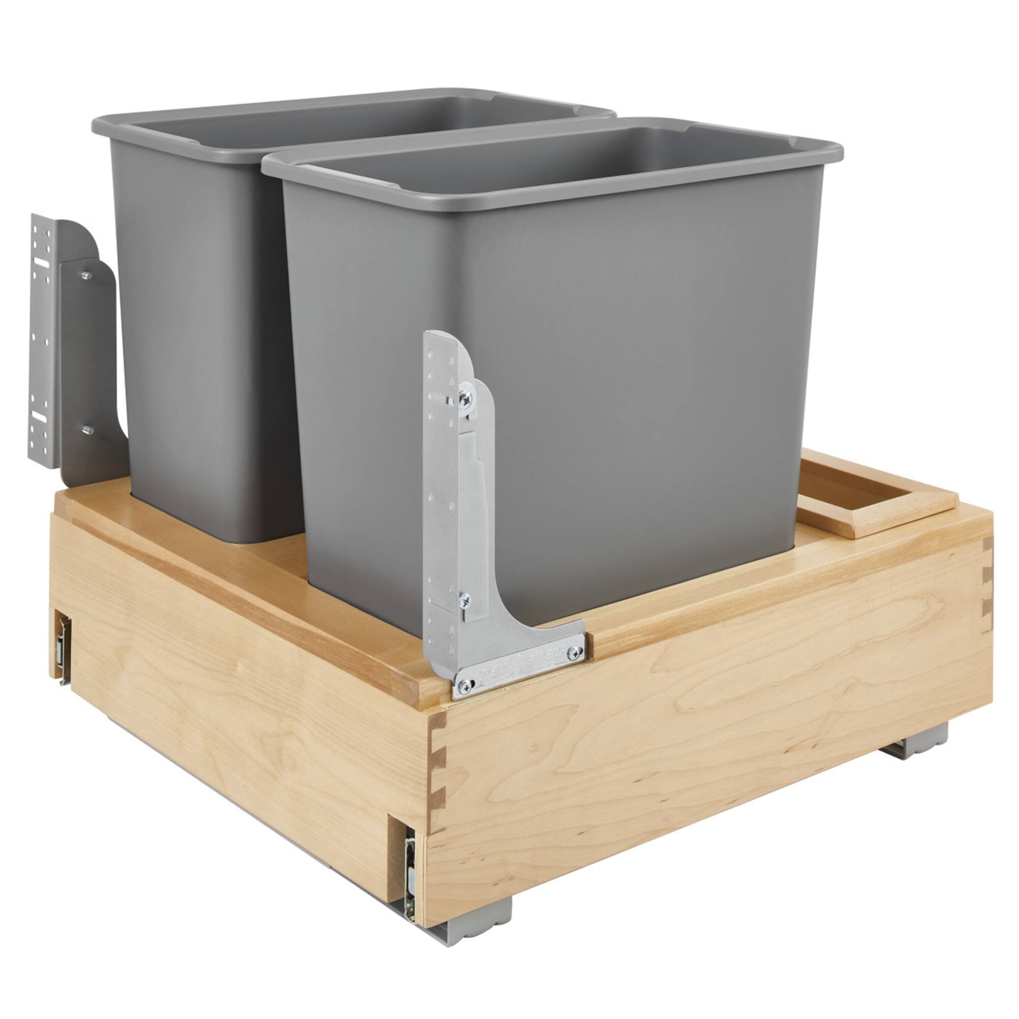 Alt View 7. Rev-A-Shelf - Rev-A-Shelf Double Pullout Bottom Mount Trash Cans 30 qt., Gray, 4WCBM-2430DM-2 - Natural Maple.