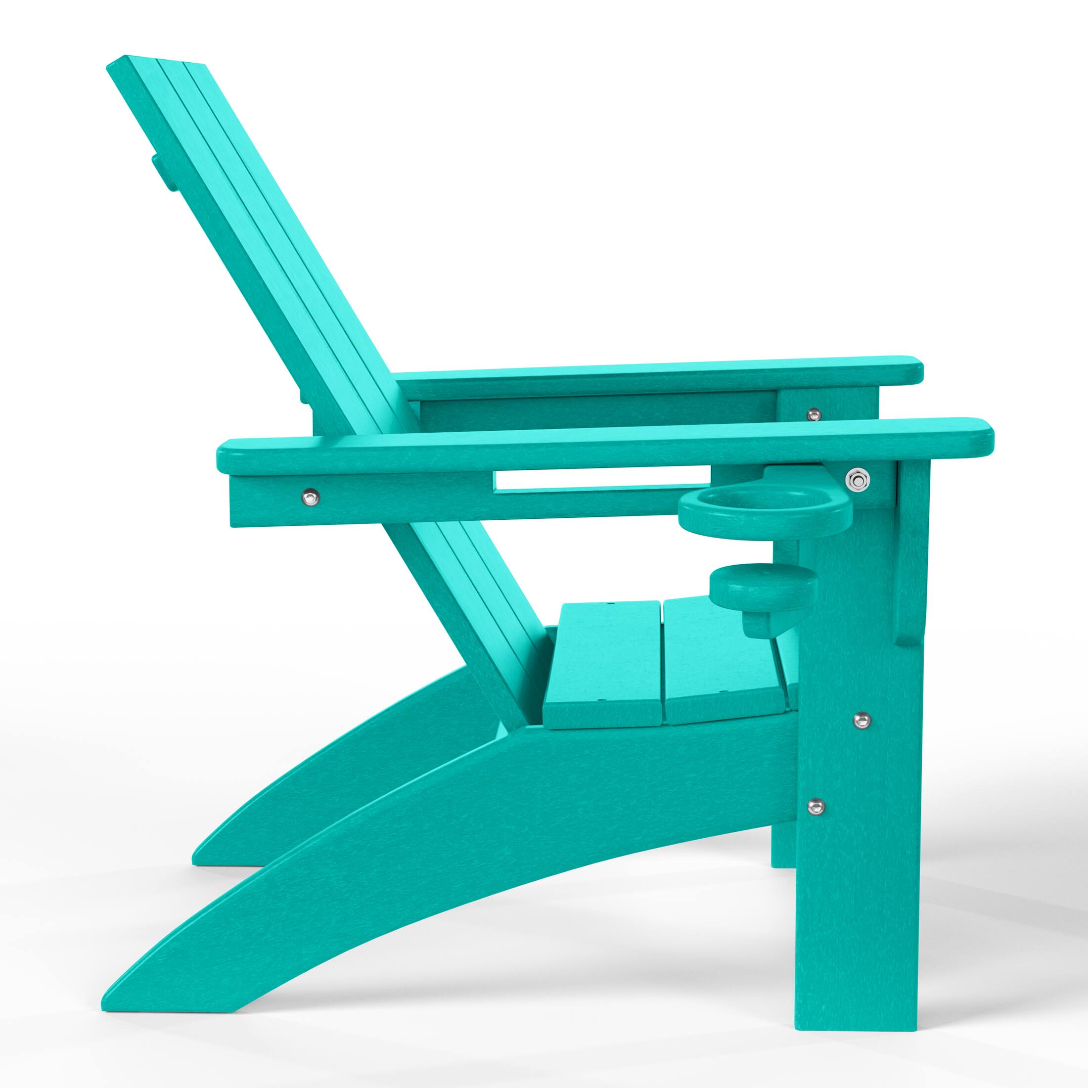 Back. WestinTrends - WestinTrends Ashore 3-Piece Kids HDPE Modern Adirondack Chairs Set with Square Side Table and Cup Holders - Turquoise.