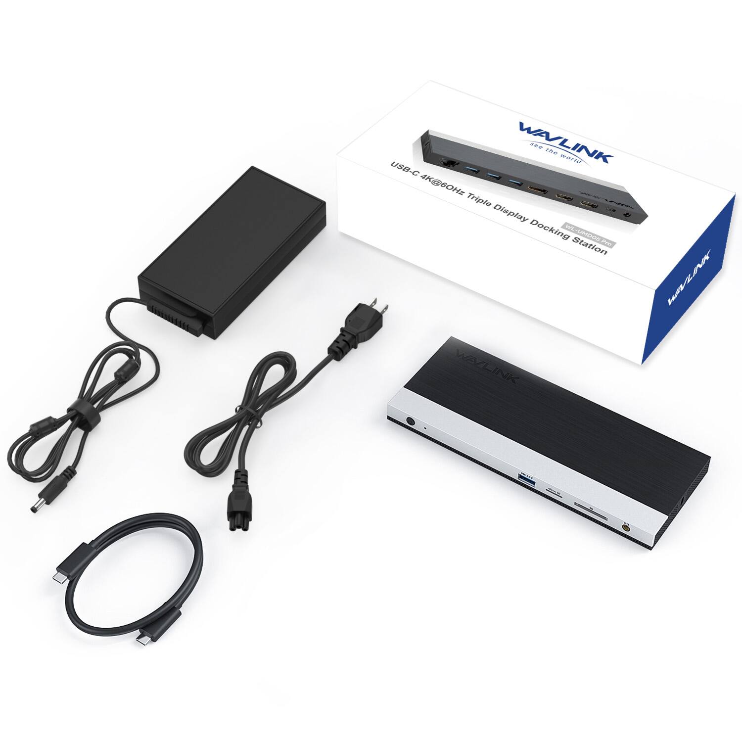 USB-C WAVLINK see the world 4K@60Hz Triple Display Docking Station UMDOS