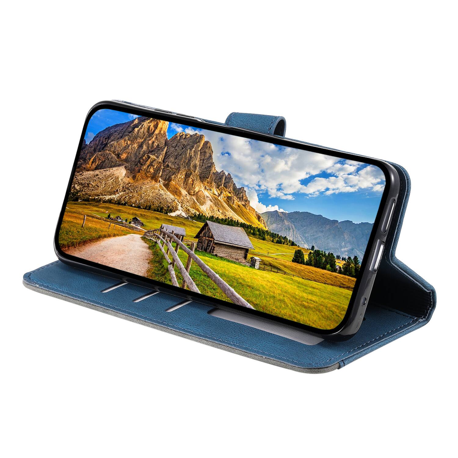 Alt View 2. Dteck - Wallet Case for Apple iPhone Air 2025,Vintage PU Leather Flip Card Holder Kickstand Magnetic Closure Phone Cover - Blue.