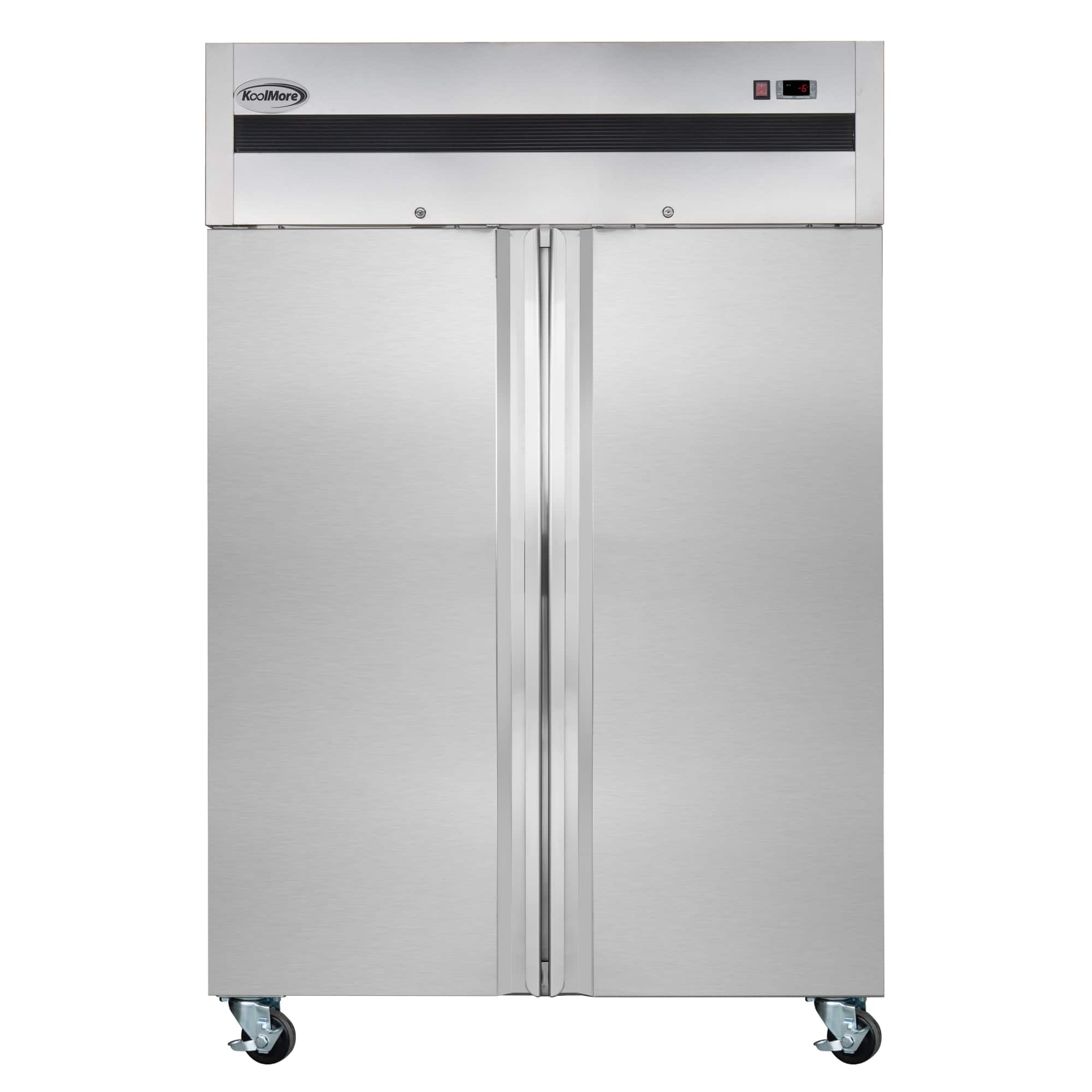 Koolmore - 54 in. Two-Door Commercial Reach-In Freezer with Top-Mounted Compressor, 49 cu. ft. in Stainless-Steel - Stainless Steel