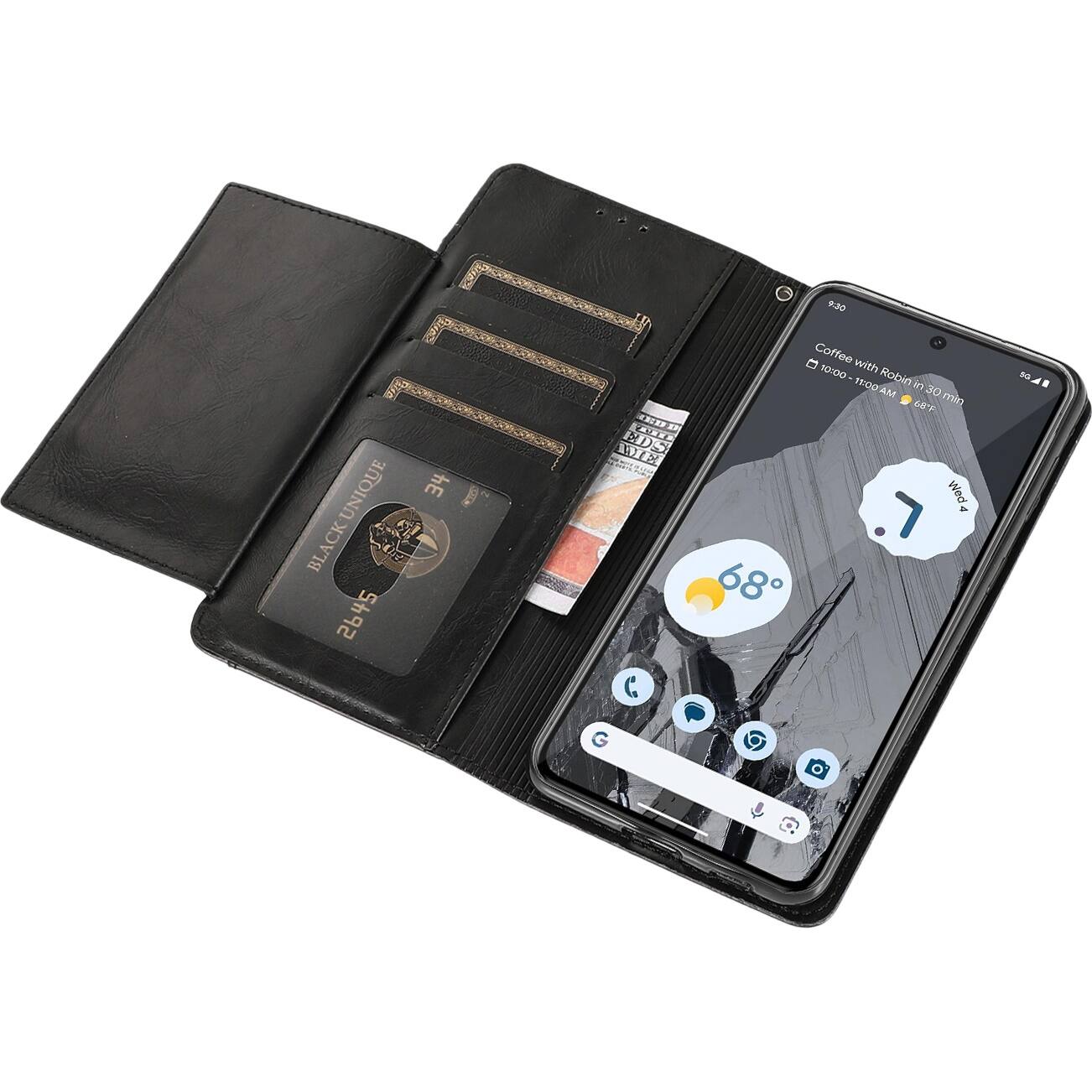 Alt View 14. SaharaCase - Leather Folio Wallet Case for Google Pixel 8 Pro - Black.