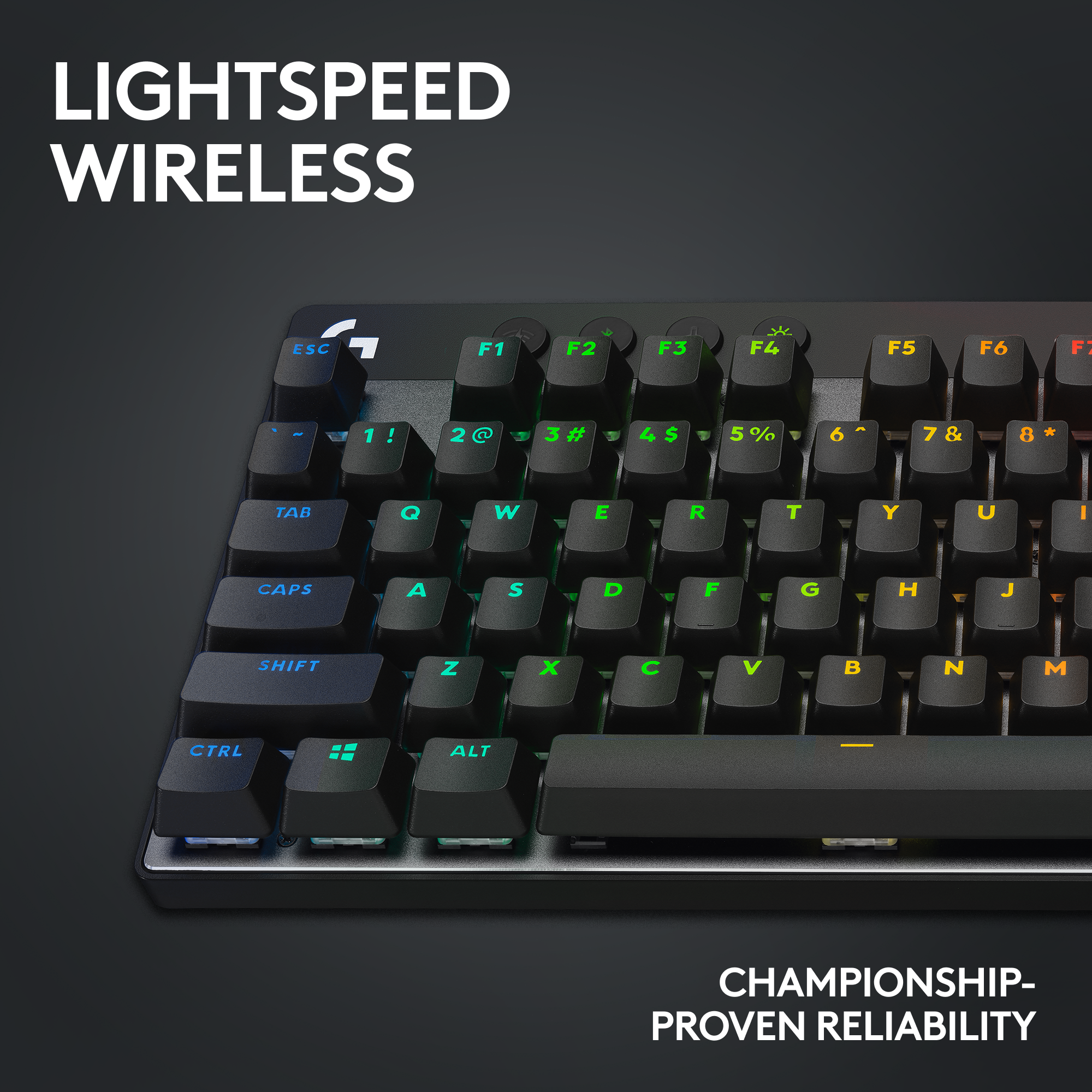 Lightspeed Wireless ESC 7 F1 F2 F3 F4 F5 F6 F1 1 1 ! 2 3# 4$ 5% 6 7 & 8 TAB Q W E R T Y U I CAPS A S D E F E G T H E J C SHIFT Z x C V N M CTRL ALT CHAMPIONSHIP- PROVEN RELIABILITY