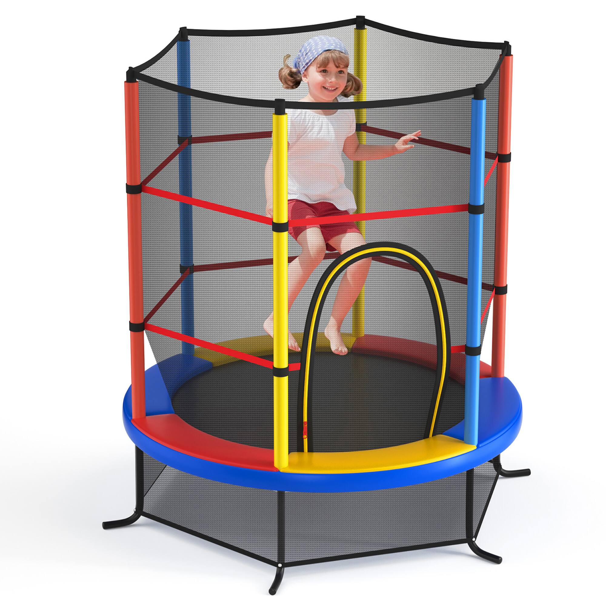 Alt View 10. Costway - Costway 55" Kids Trampoline Bouncing Jumping Mat Recreational Trampoline W/Enclosure Net - Yellow.