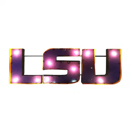 Front. Imperial - LSU Tigers Logo Lighted Recycled Metal Sign - Multicolor.