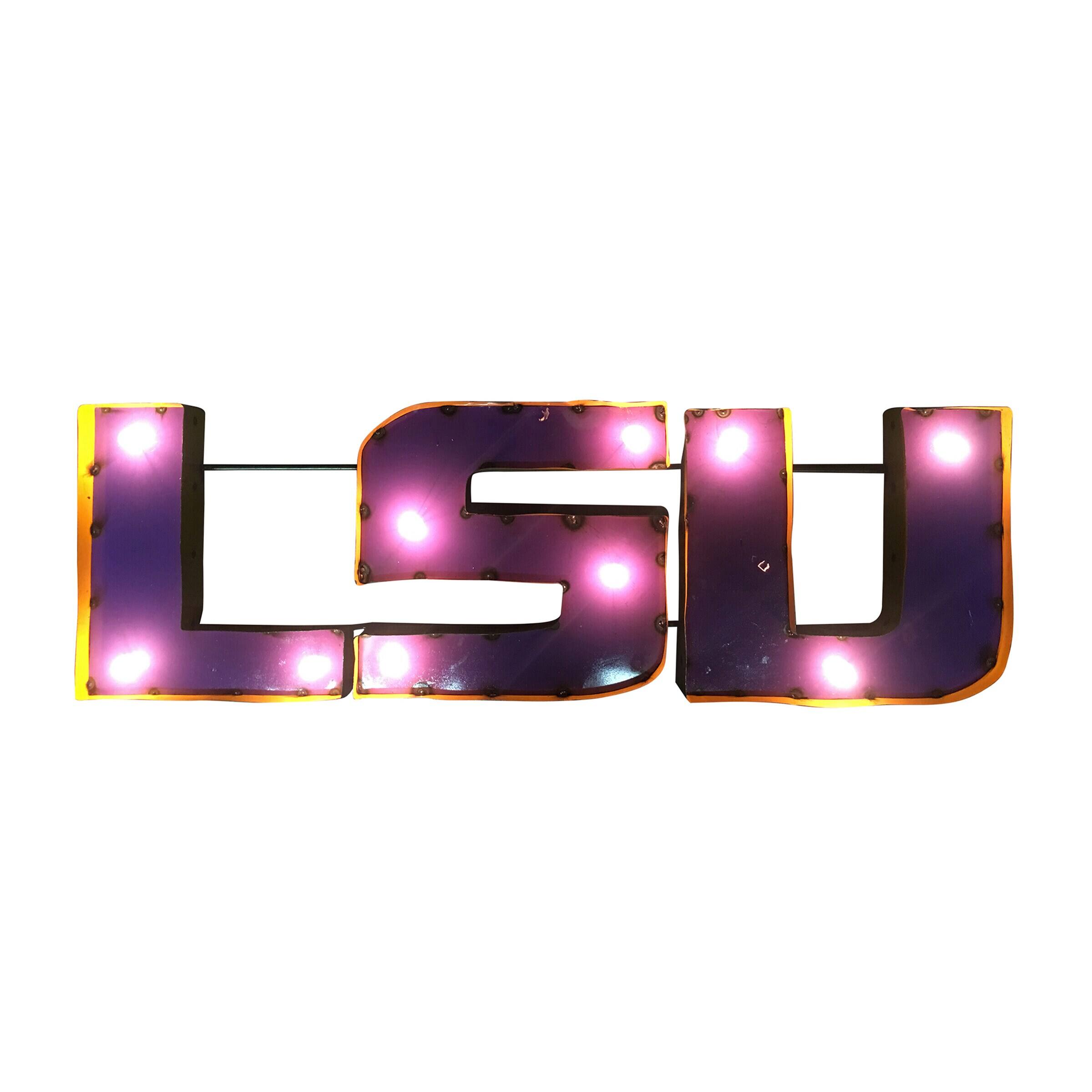 Front. Imperial - LSU Tigers Logo Lighted Recycled Metal Sign - Multicolor.
