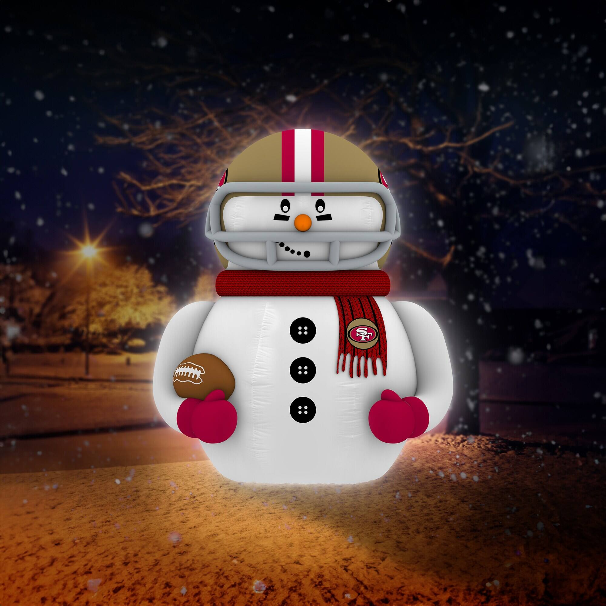 Alt View 3. Sporticulture - San Francisco 49ers 7' Inflatable Snowman Player - Gold.