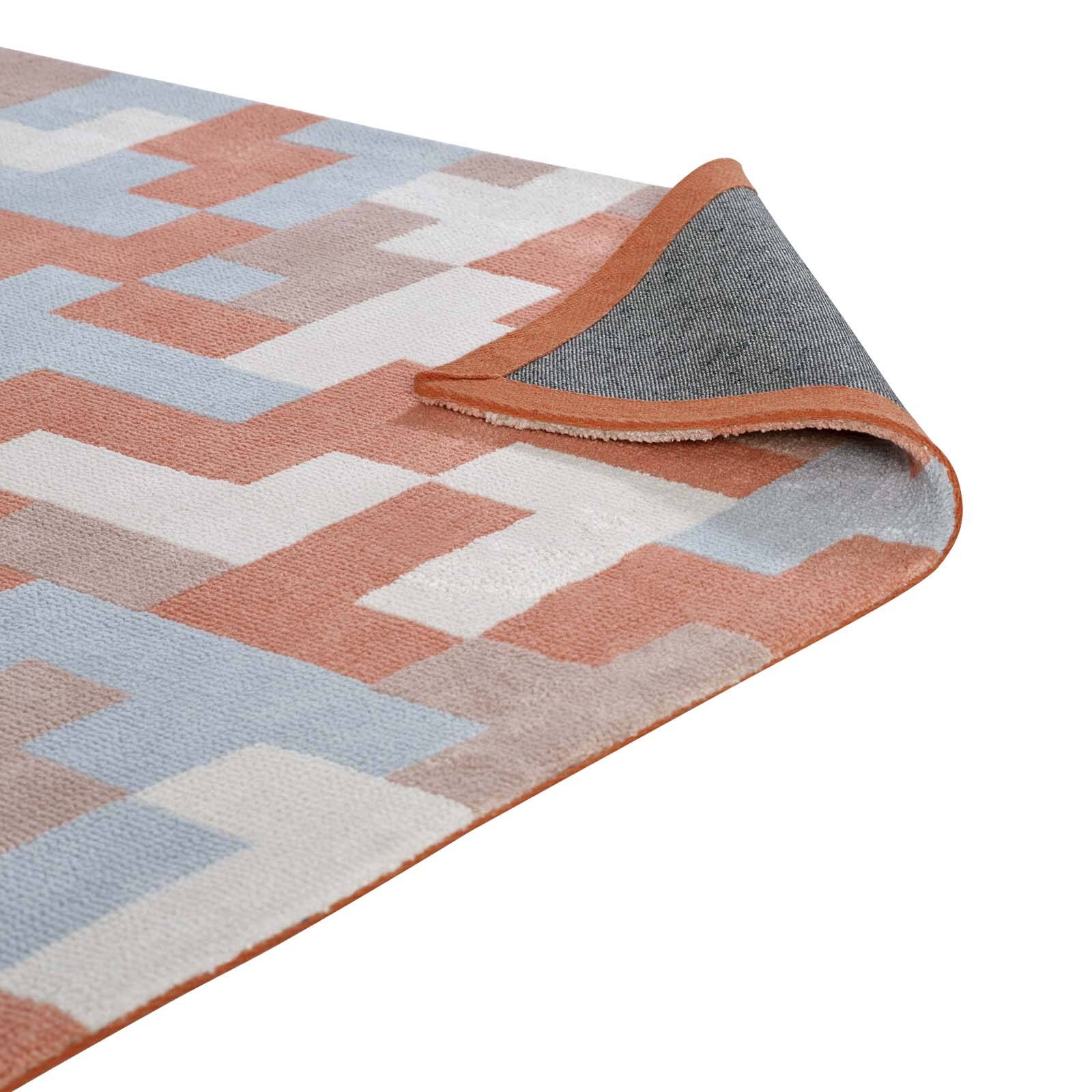 Alt View 2. Modway - Andela Interlocking Block Mosaic Area Rug - Multicolored Coral and Light Blue.