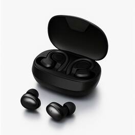 Zell Electronics - Open Ear Bluetooth 5.4 Sport Earbuds with Mic, LED Case, 24H Battery, Ear Hooks for Running & Gym - Black