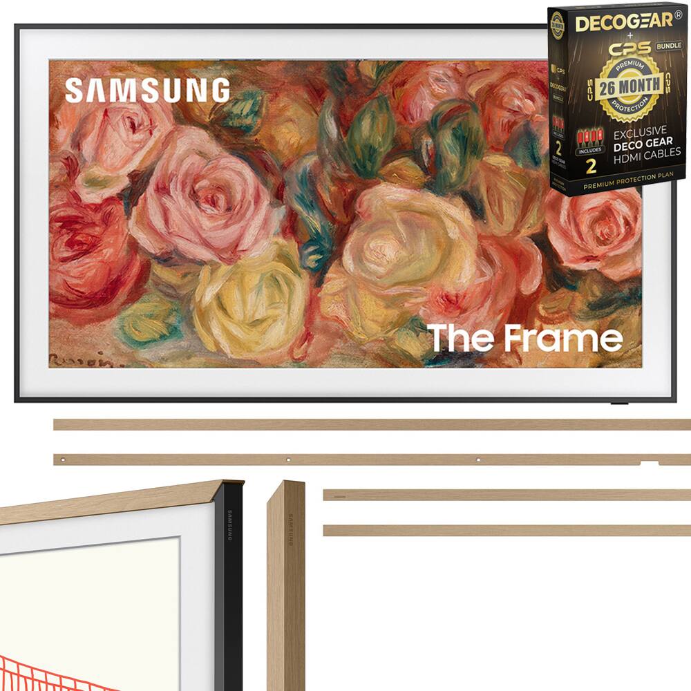 SAMSUNG  
The Frame  

DECOCGEAR + CPS BUNDLE  
26 MONTH CPS PROTECTION  
EXCLUSIVE DECO GEAR HDMI CABLES  
PREMIUM PROTECTION PLAN