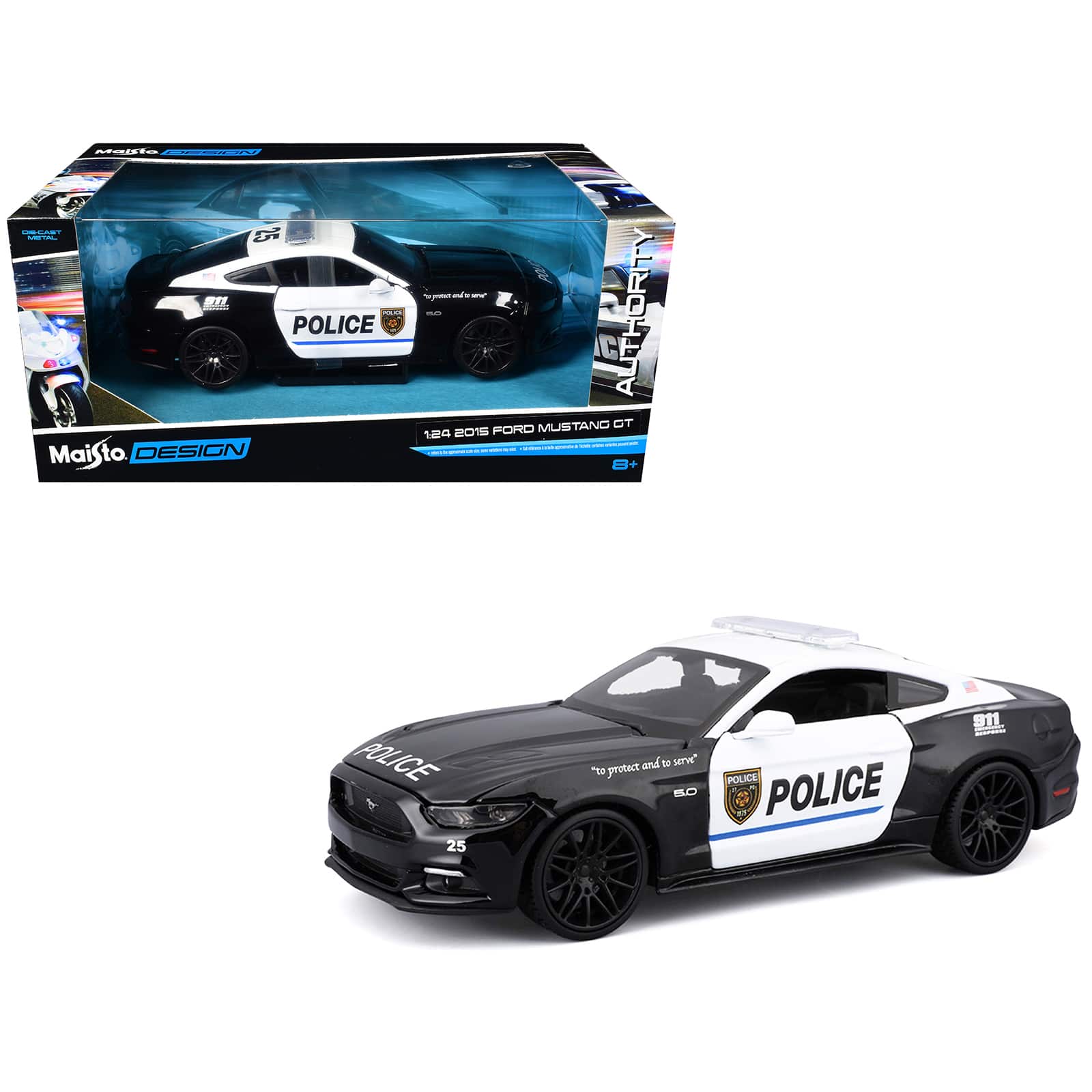 "2015 Ford Mustang GT 5.0 ""Police"" Black and White ""Authority"" Series 1/24 Diecast Model Car by Maisto" price history on PriceWatchPro
