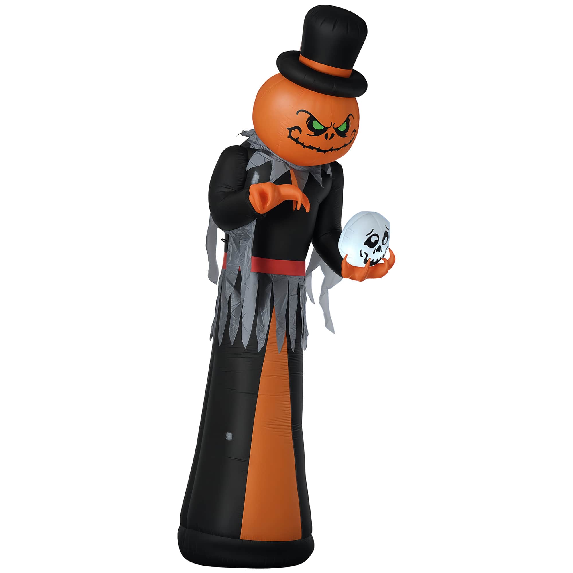 Homcom - 12ft Halloween Inflatables Pumpkin Reaper with Skeleton Skull, Outdoor Yard Decor with Build-in LED for Garden, Holiday - Orange