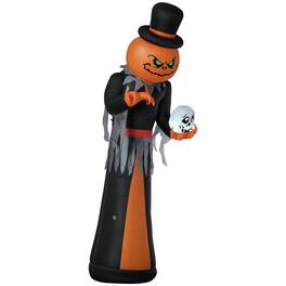 Homcom - 12ft Halloween Inflatables Outdoor Decorations, Pumpkin Reaper with Skeleton Skull - Orange