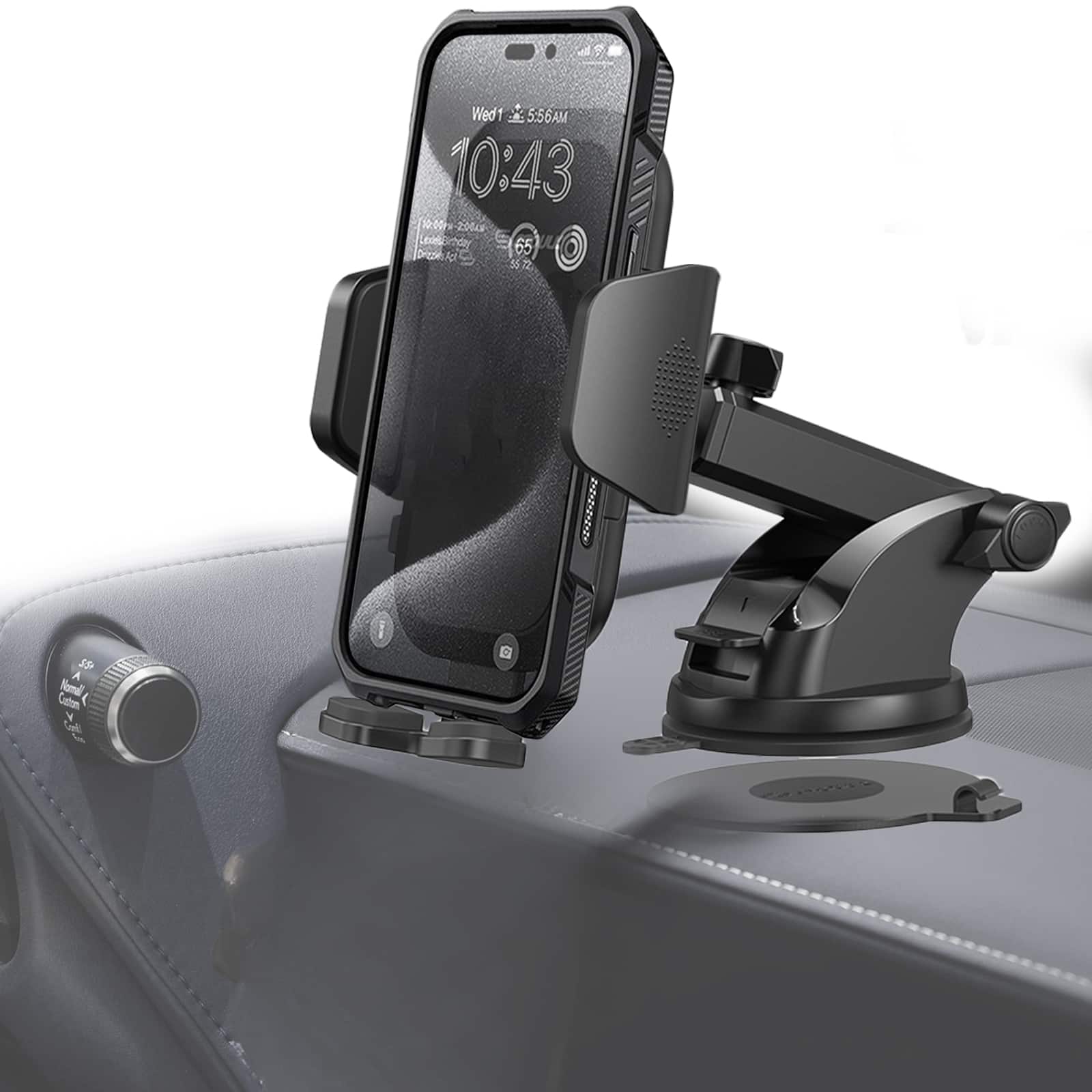Esoulk - Air Vent & Dashboard/Windshield Suction 2 In 1 Universal Car Phone Holder Mount - Black