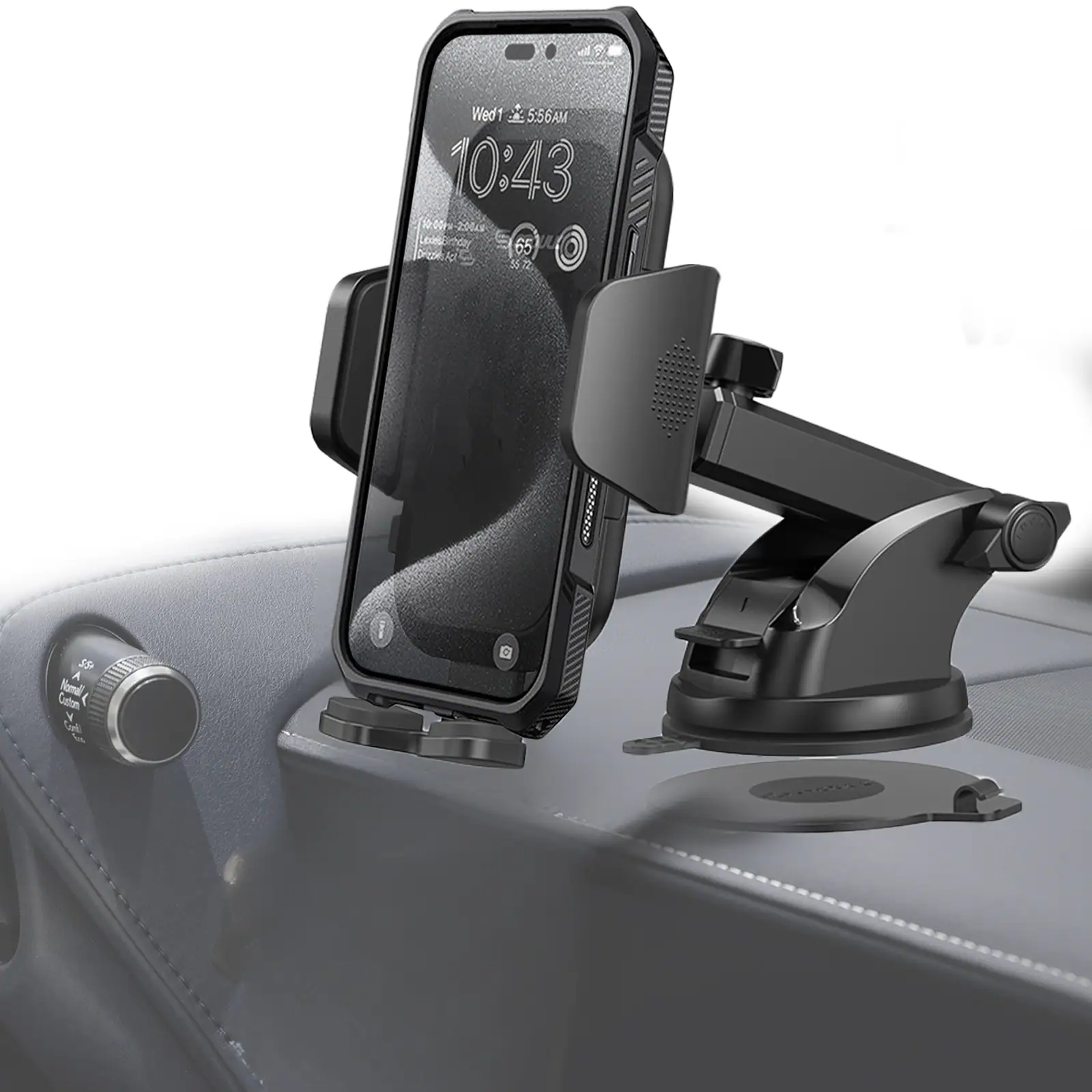 Esoulk - Air Vent & Dashboard/Windshield Suction 2 In 1 Universal Car Phone Holder Mount - Black