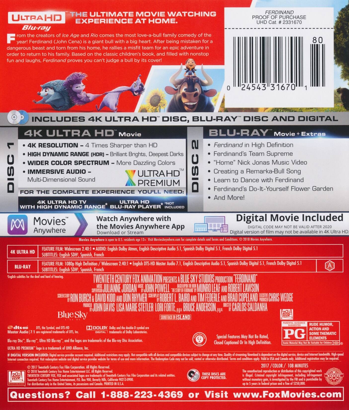 Alt View 1. Ferdinand   - 4K Blu-Ray.