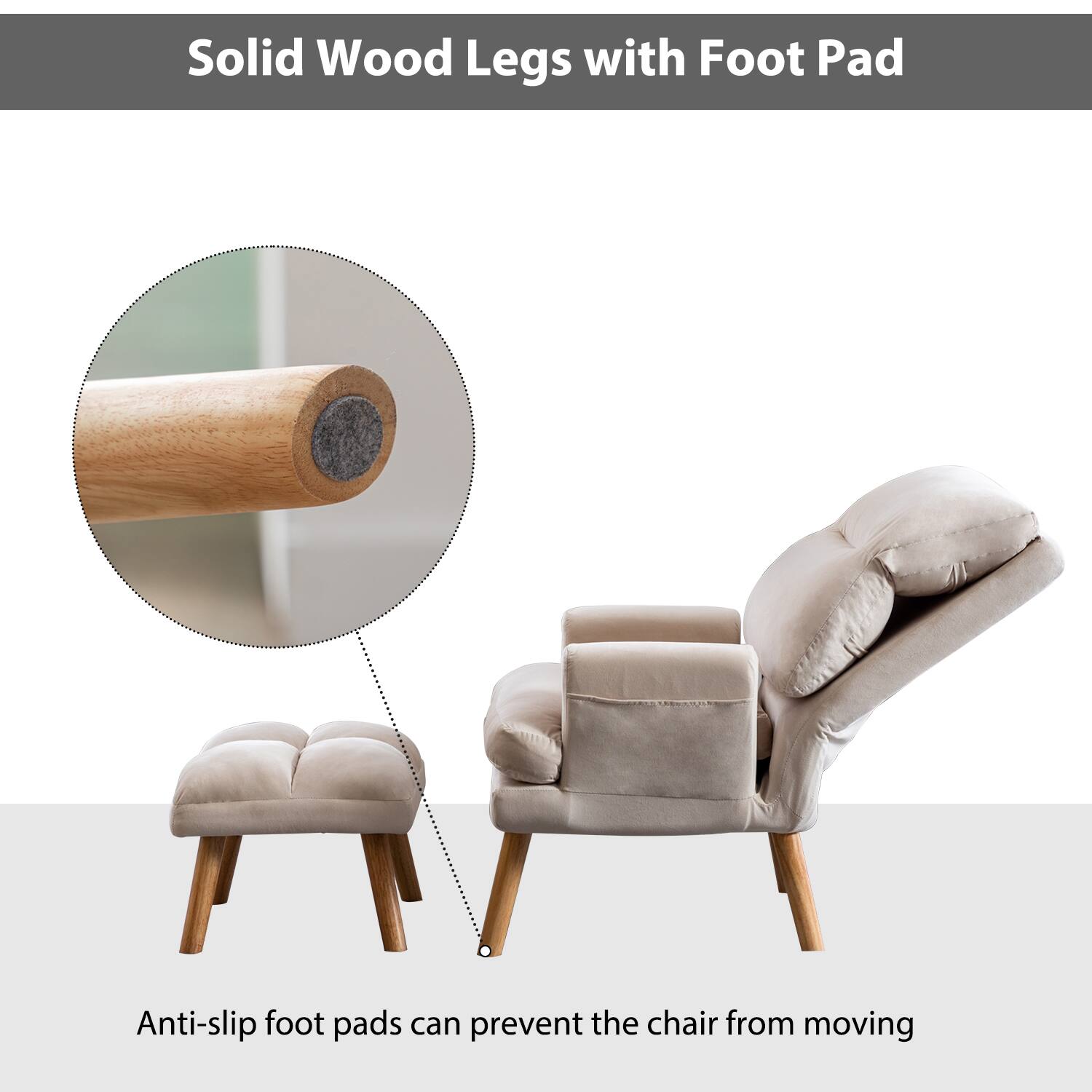 Solid Wood Legs with Foot Pad

Anti-slip foot pads can prevent the chair from moving