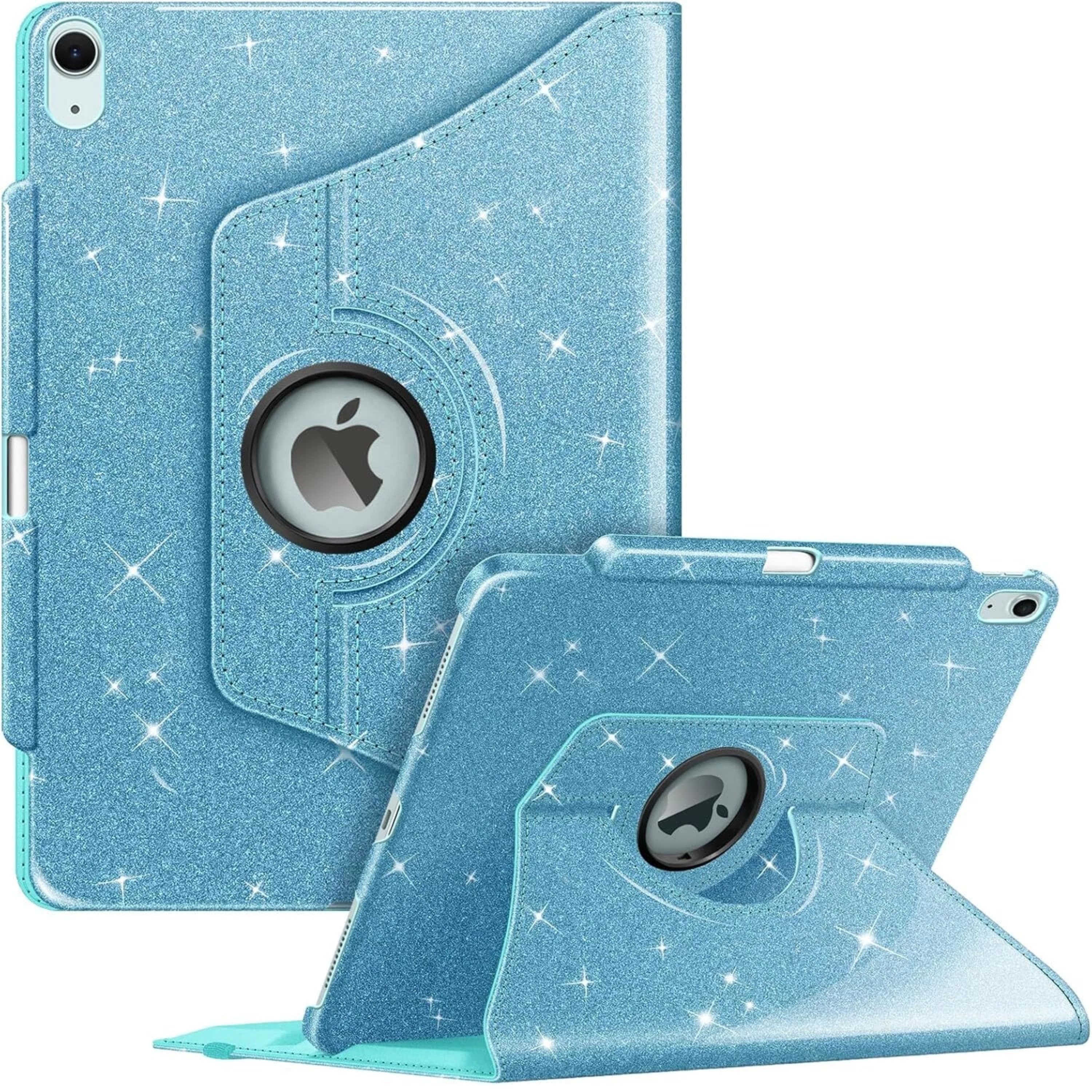 Front. Kitcheniva - Rotating 360 Degree Stand Case For iPad Air 13 Inch M3 2025 With Pencil Holder Glittering Blue - Glittering Blue.