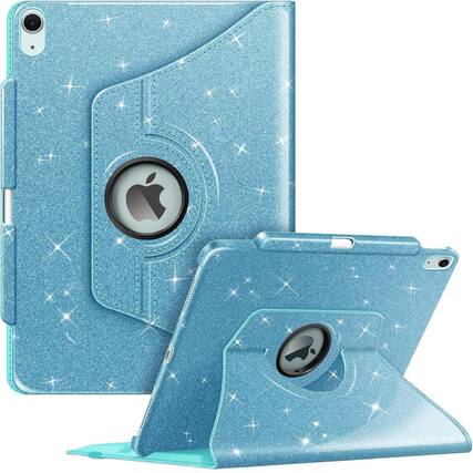 Front. Kitcheniva - Rotating 360 Degree Stand Case For iPad Air 13 Inch M3 2025 With Pencil Holder Glittering Blue - Glittering Blue.