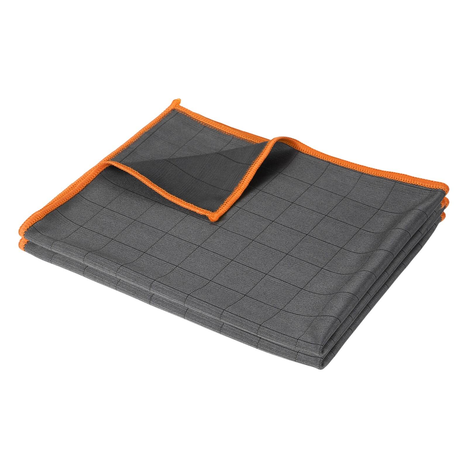 Front. Unique Bargains - 20x16 Inches Carbon Microfiber Cloth, 2pcs Ultra Absorbent Lint Free Towel for Glass, Mirror, Kitchen, Cars, Dish - Orange.