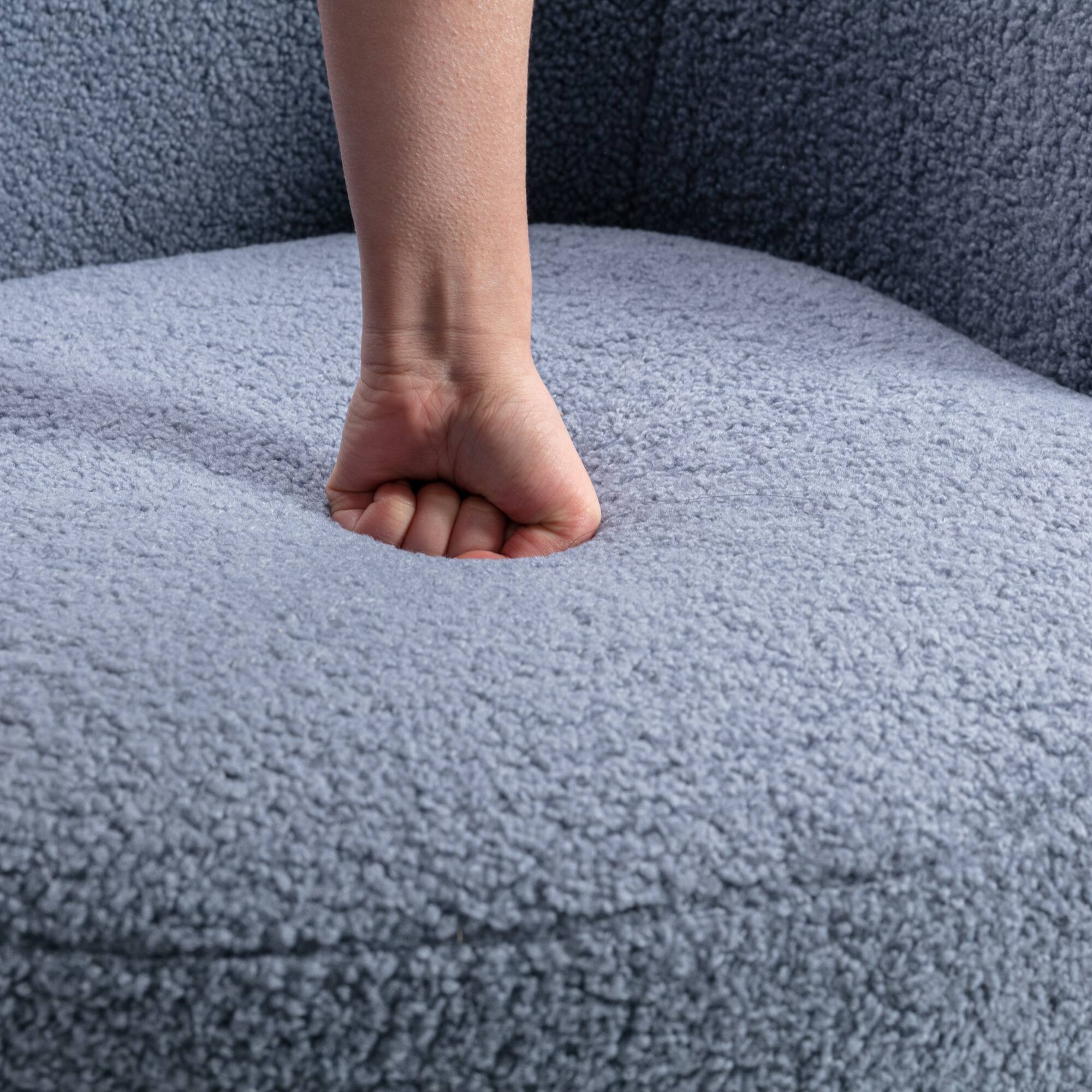 Left. GOODSILO - Plush Swivel Accent Armchair with Ergonomic Design and 360-Degree Rotation for Modern Interiors - Light Blue.