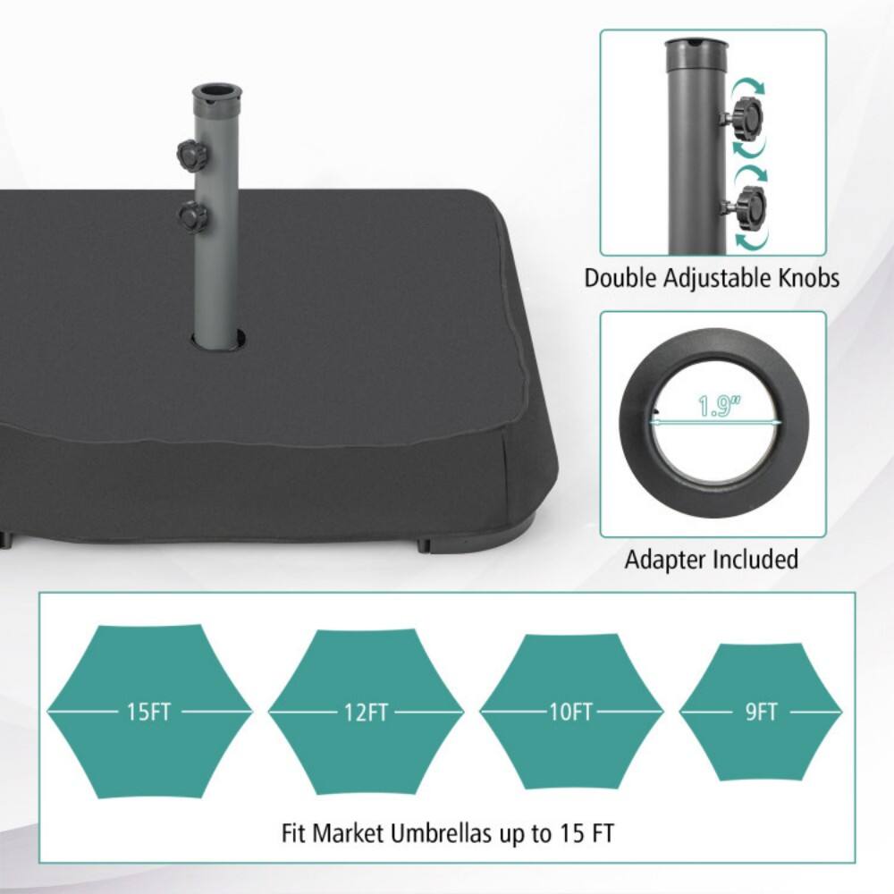 Double Adjustable Knobs  
1.9" Adapter Included  
15FT 12FT 10FT 9FT  
Fit Market Umbrellas up to 15 FT
