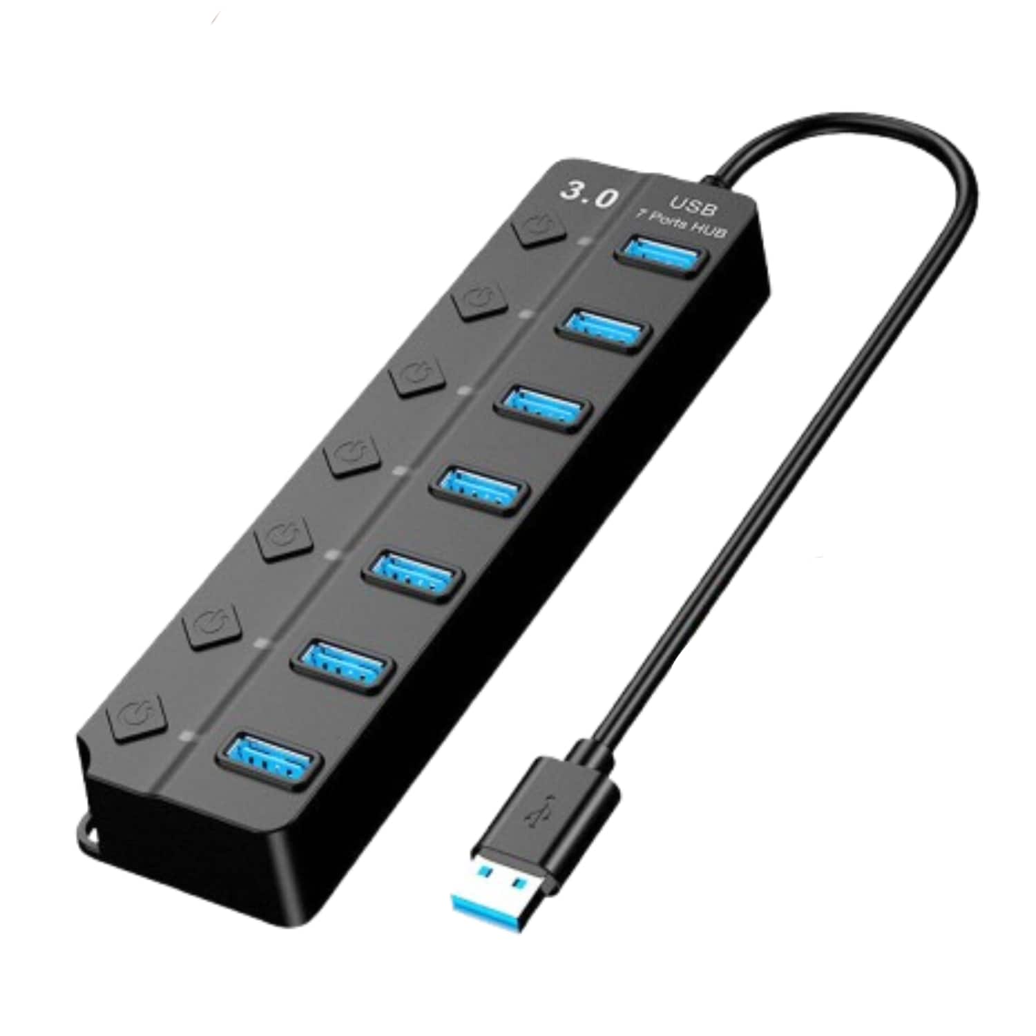 Home Collection - USB 3.0 Hub 7-Port High-Speed Data Splitter with Individual On/Off Switches