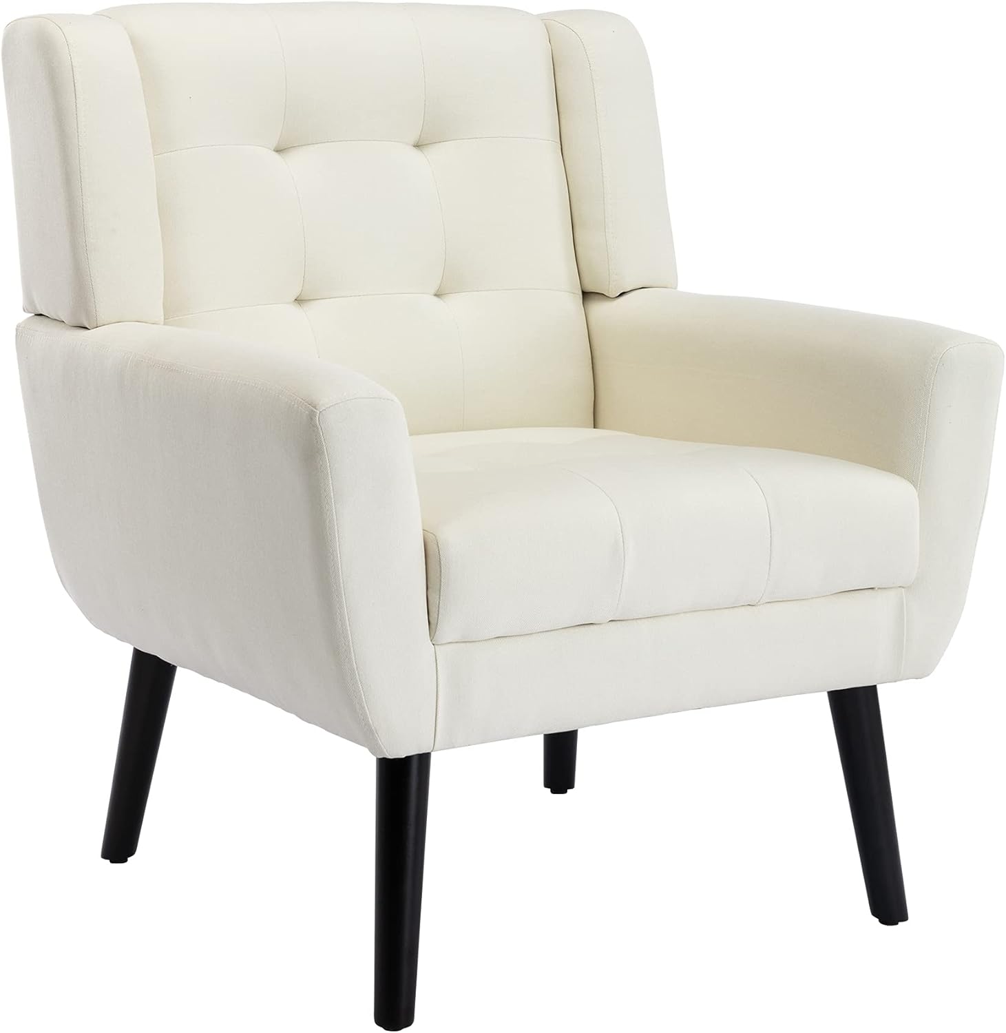 Alt View 1. Trinkets Crazed - Midcentury Modern Accent Chair with Arms, Upholstered Fabric Reading Side Chair - beige.