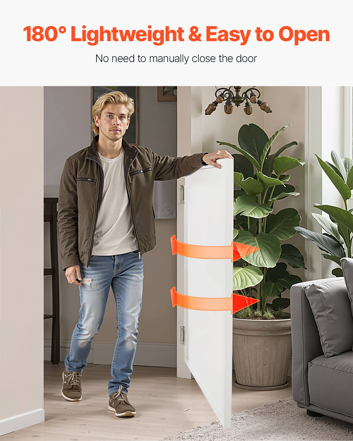 180° Lightweight & Easy to Open  
No need to manually close the door