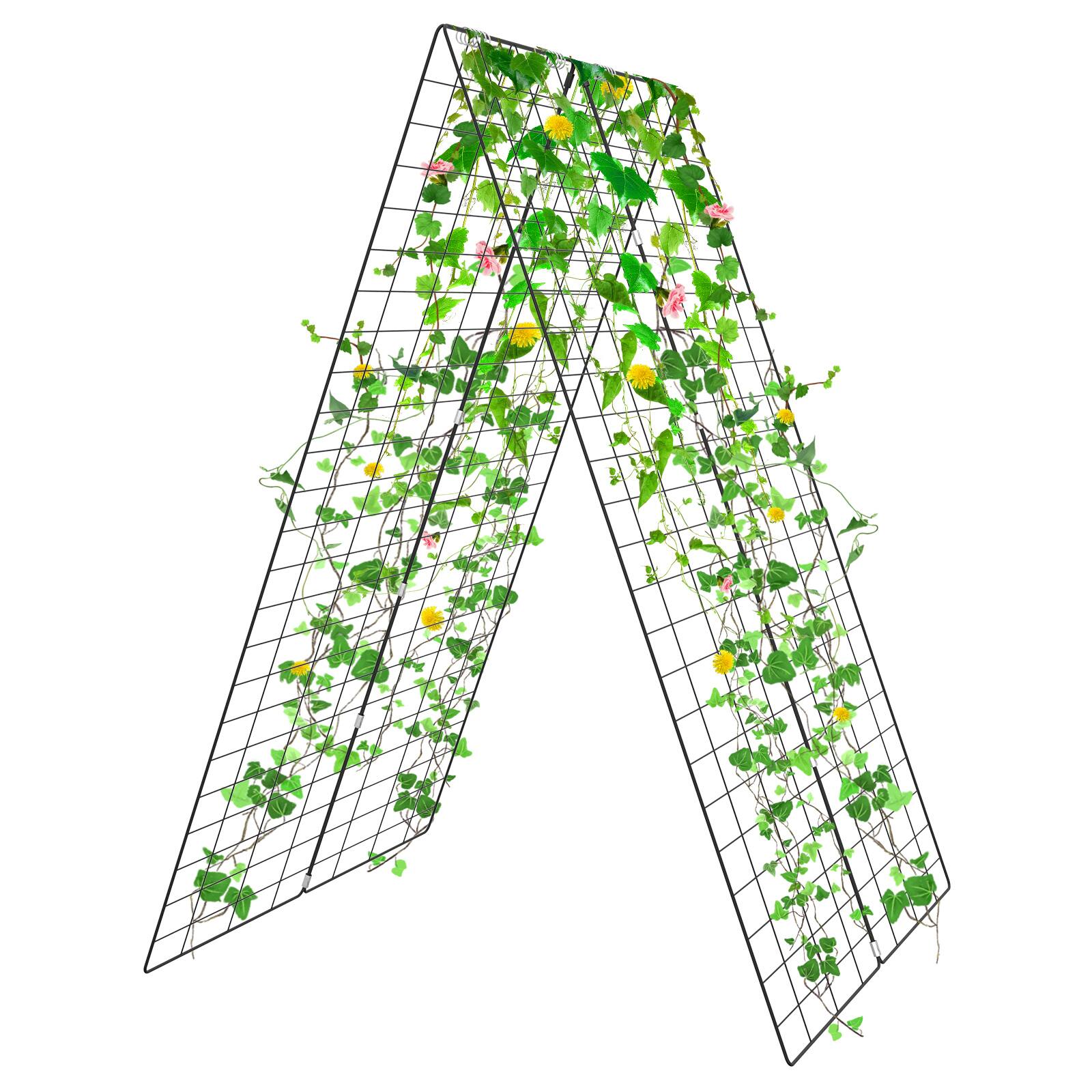 Alt View 8. Costway - Costway 4 PCS Foldable Cucumber Trellis A-Frame Plant Supports with Twist Ties - Green.