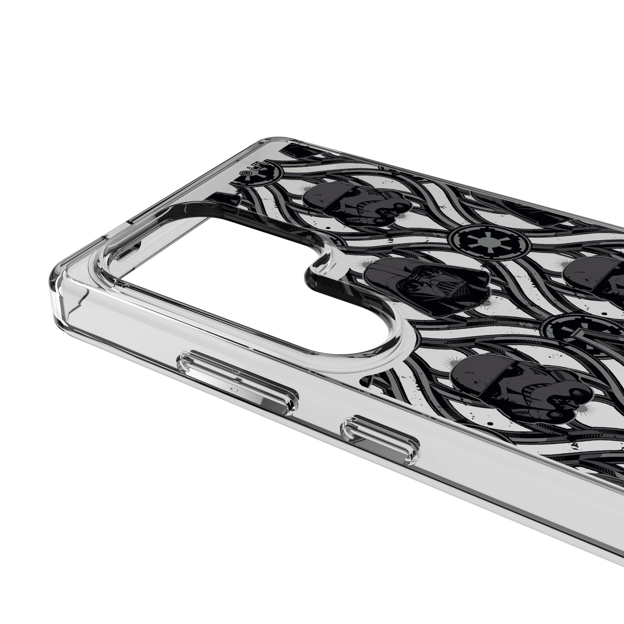 Left. Keyscaper - Star Wars: A New Hope Pattern Clear Phone Case - Samsung Galaxy S23 - Dark Side.