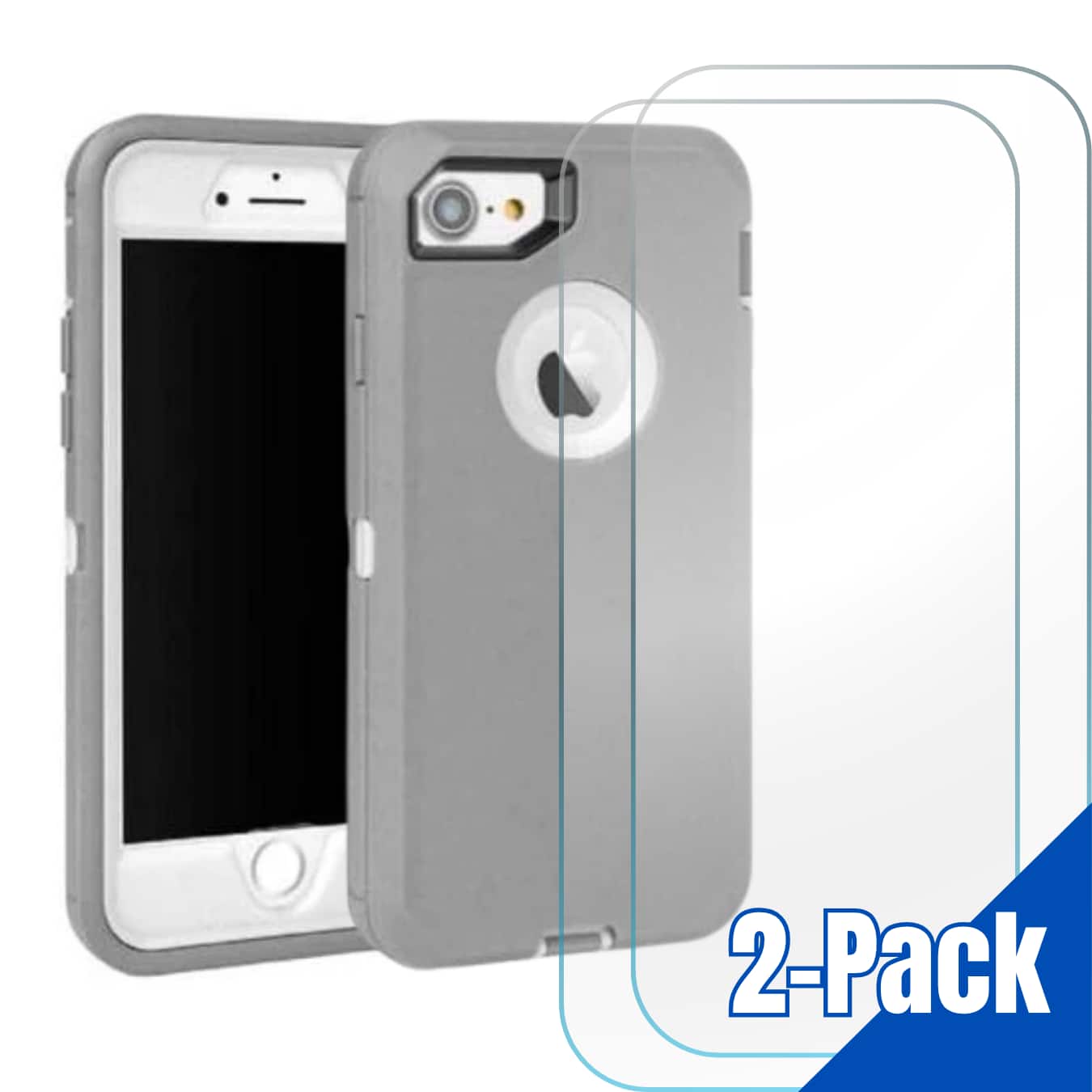 Front. Entronix - Entronix Heavy Duty Bundle for iPhone 8/7/SE - Durable Case with 2 Clear Screen Protectors - Gray.