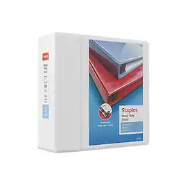 Staples - Heavy Duty 5" 3-Ring View Binder, D-Ring - White