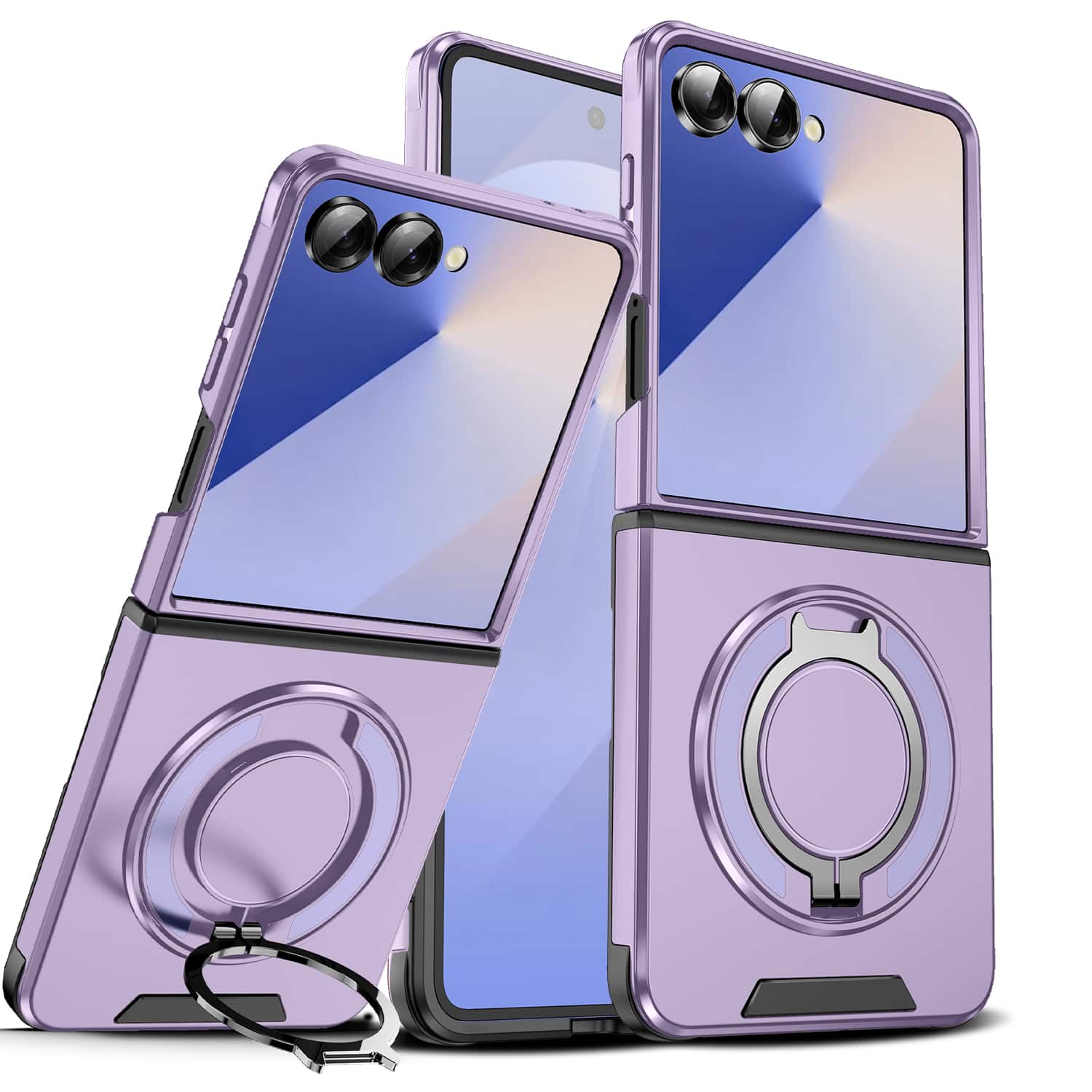 Dteck - Magnetic Rotating Ring Stand Case For Samsung Galaxy Z Flip 7 Case, Heavy Duty Shockproof Hard PC TPU Phone Cover - Purple price history on PriceWatchPro