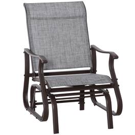 Outsunny - Outdoor Glider Chair, Gliders for Outside Patio with Steel Frame and Mesh Fabric for Backyard, Garden, and Porch - Gray