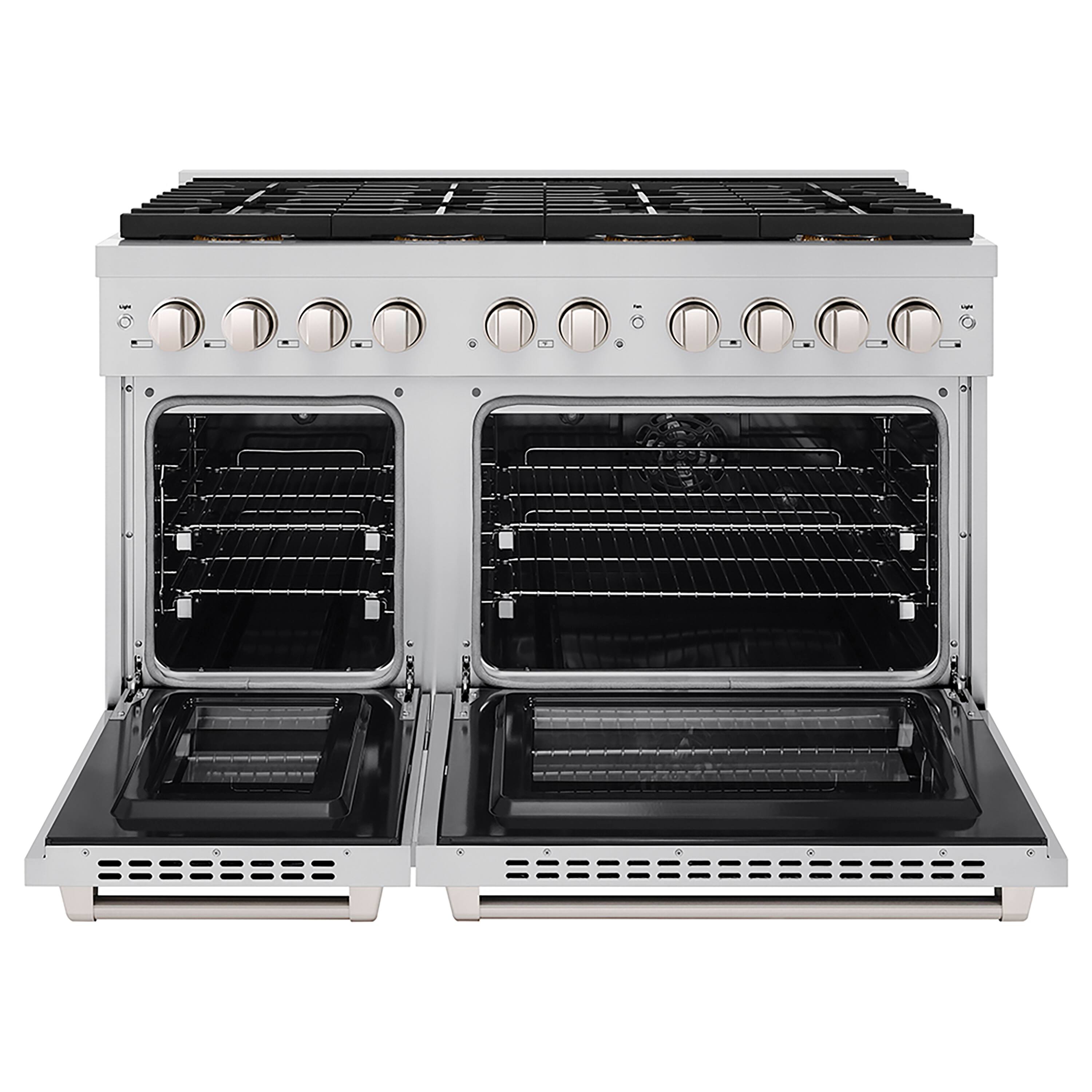 Angle. ZLINE - ZLINE 48 in. Paramount Dual Fuel Range with 8 Burner DuoPro Cooktop & Dual Ovens in Stainless Steel (PSDR48) - Stainless Steel.