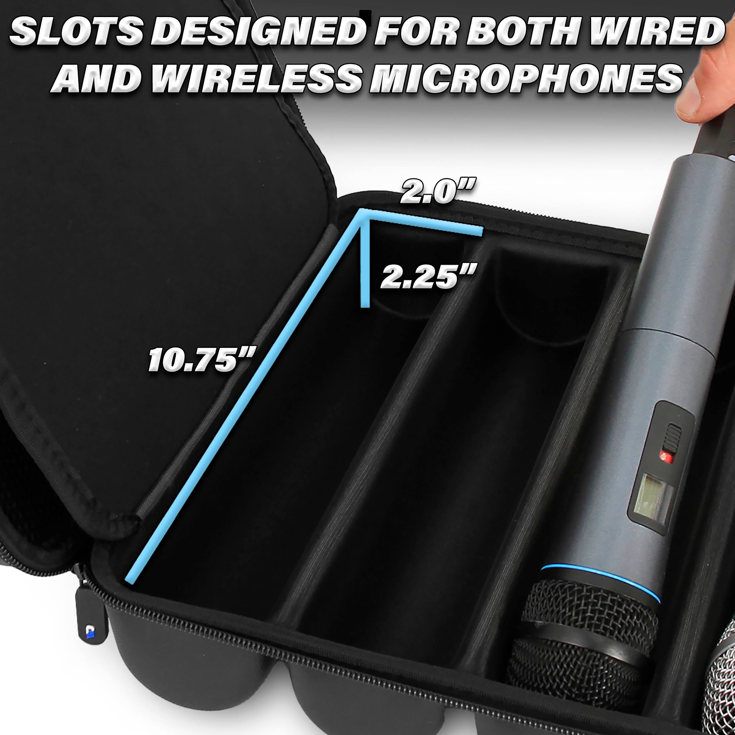SLOTS DESIGNED FOR BOTH WIRED AND WIRELESS MICROPHONES
2.0"
2.25"
10.75"