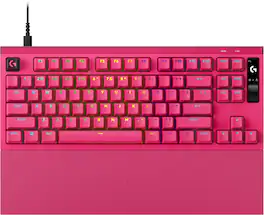 Logitech - G PRO X2 RAPID (Tenkeyless) Wired Gaming Keyboard with Magnetic Analog Switches and OLED Display - Pink Magenta