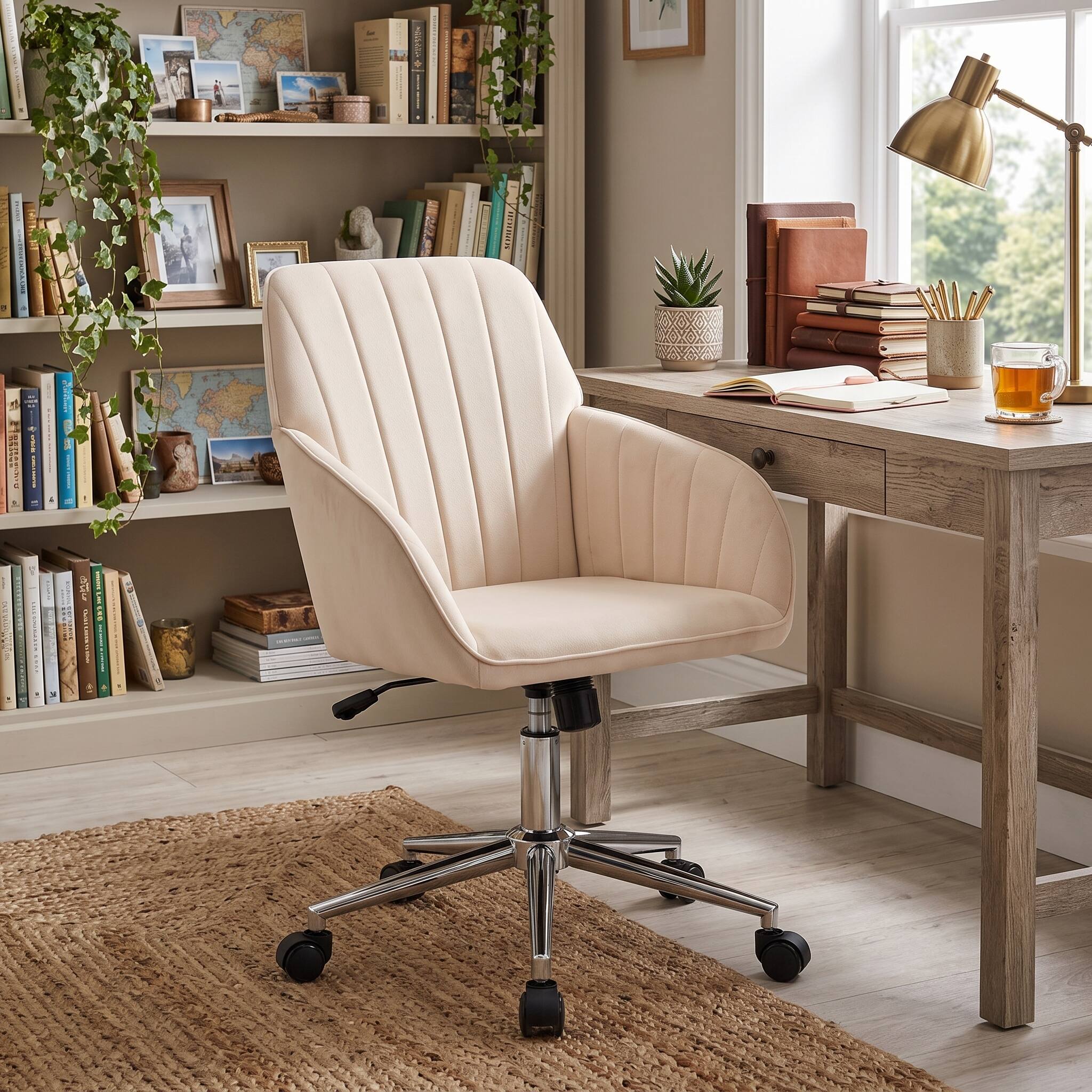 Alt View 9. Forest'nSky - Silver Metal Adjustable Office Chair with Ergonomic Swivel Chair, Backrest Seat,khaki - Khaki.
