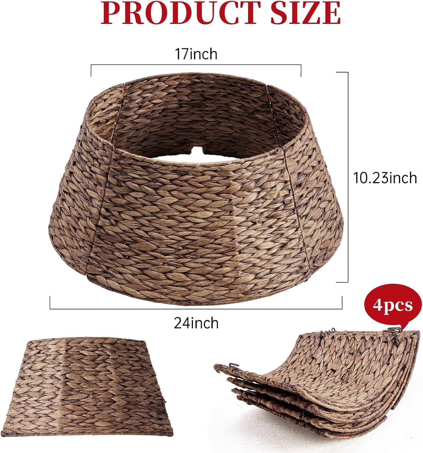 Sweet 24in Christmas Tree Collar for 4 7ft Trees, Woven Hyacinth ...