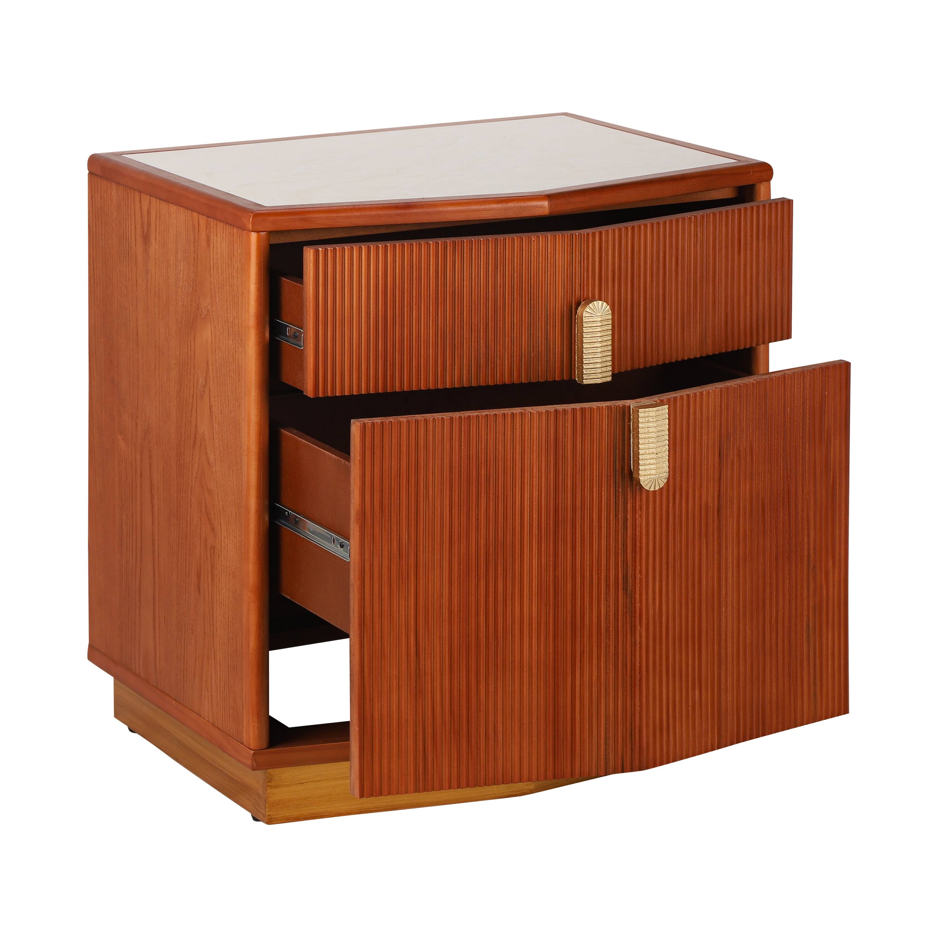 Alt View 1. Whisen - 2-Drawer Nightstand with Fluted Vertical Stripes,Heavy-Duty Bedside Table for Bedroom - Dark Brown.