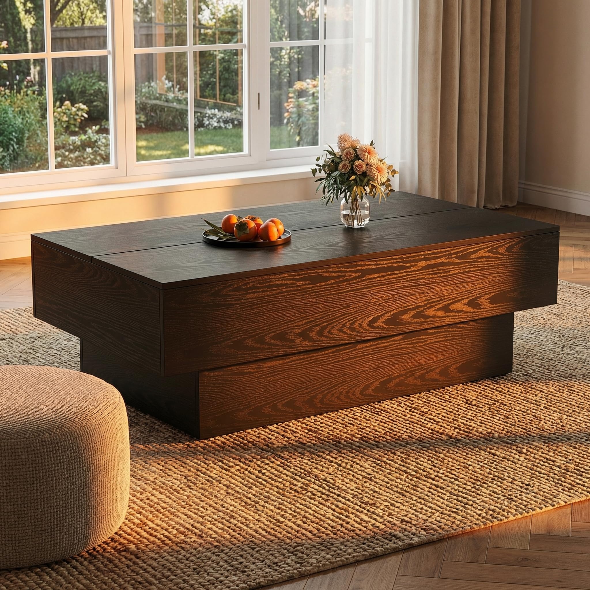 Alt View 5. Tribesigns - 55" Black Rectangle Coffee Table for Living Room - Black.