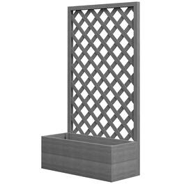 Outsunny - Raised Garden Bed with Trellis Lattice, Wood Planter Box with Self Draining Gap, Freestanding Trellis Planter - Dark Gray