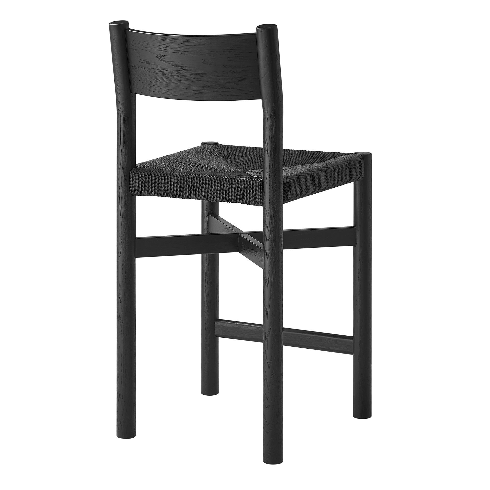 Alt View 4. Modway - Alvia Oak Woods Counter Stool With Woven Seats Set of 2 by Modway - Black.
